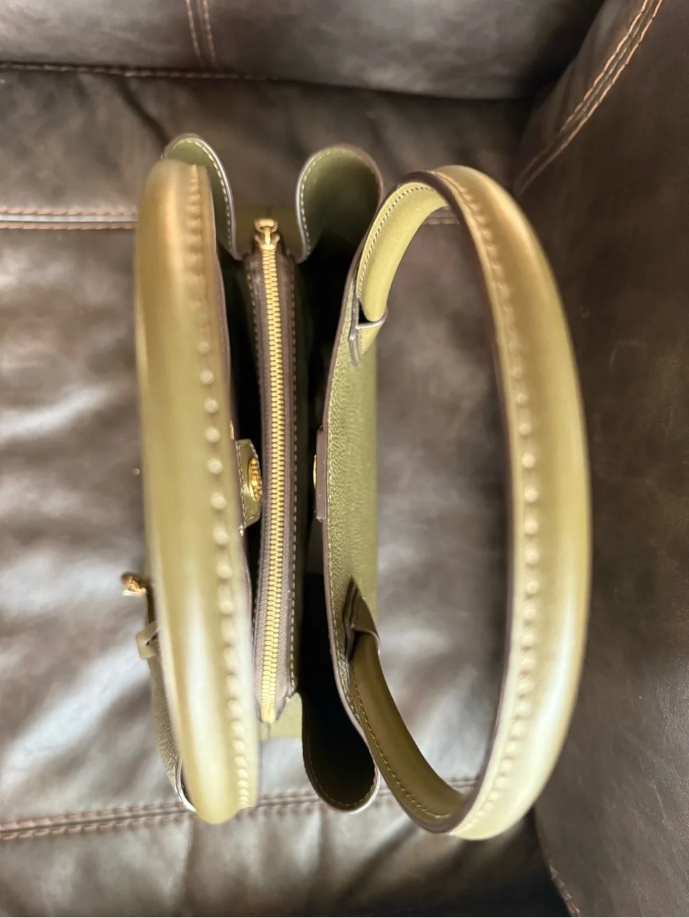 Michael Kors Savannah Large Olive Green Pebbled Satchel NWOT